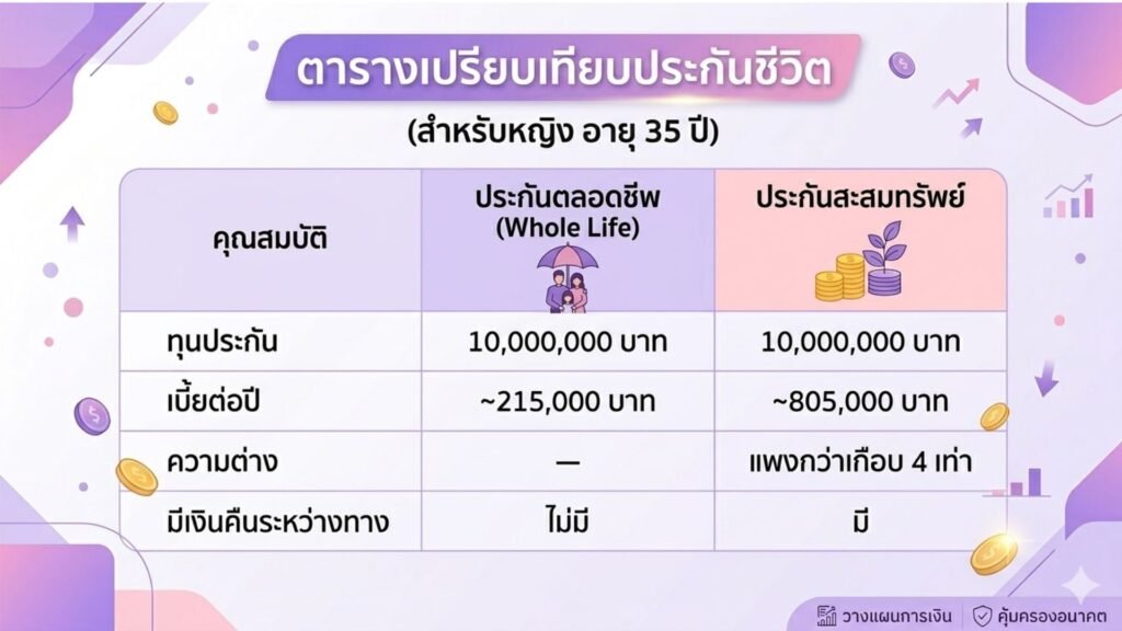ประกันชีวิตตลอดชีพvsประกันสะสมทรัพย์